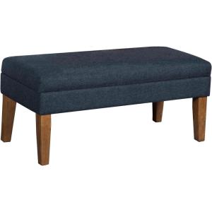 Homepop Home Decor | Upholstered Decorative Storage Ottoman Bench | Ottoman Bench with Storage for Living Room & Bedroom | Decorative Home Furniture, Textured Brown(Navy)
