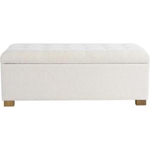 Homepop Home Decor | Upholstered Large Tufted Ottoman Storage Bench | Ottoman with Storage for Living Room & Bedroom | Decorative Home Furniture, Grey