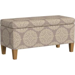 Homepop Home Decor | Upholstered Large Tufted Ottoman Storage Bench | Ottoman with Storage for Living Room & Bedroom | Decorative Home Furniture, Taupe(Brown Medallion)
