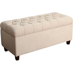Homepop Home Decor | Upholstered Large Tufted Ottoman Storage Bench | Ottoman with Storage for Living Room & Bedroom | Decorative Home Furniture, Taupe(Cream)
