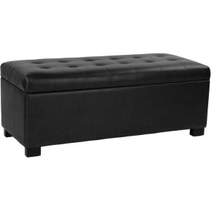 Homepop Home Decor | Upholstered Large Tufted Ottoman Storage Bench | Ottoman with Storage for Living Room & Bedroom | Decorative Home Furniture, Taupe(Classic Black)