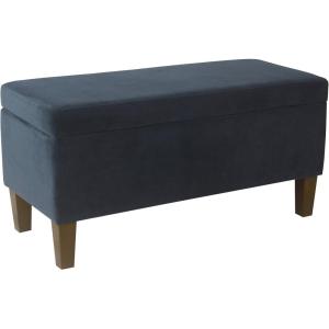 Homepop Home Decor | Upholstered Large Tufted Ottoman Storage Bench | Ottoman with Storage for Living Room & Bedroom | Decorative Home Furniture, Taupe(Navy)