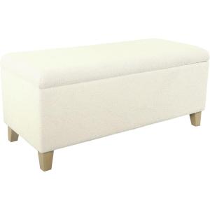 Homepop Home Decor | Upholstered Large Tufted Ottoman Storage Bench | Ottoman with Storage for Living Room & Bedroom | Decorative Home Furniture, Taupe(Pearl Cream)