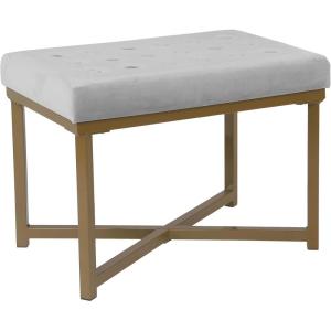 Homepop Home Decor | Upholstered Tufted Velvet Ottoman Bench | Ottoman Bench for Living Room & Bedroom, Silver(Silver)