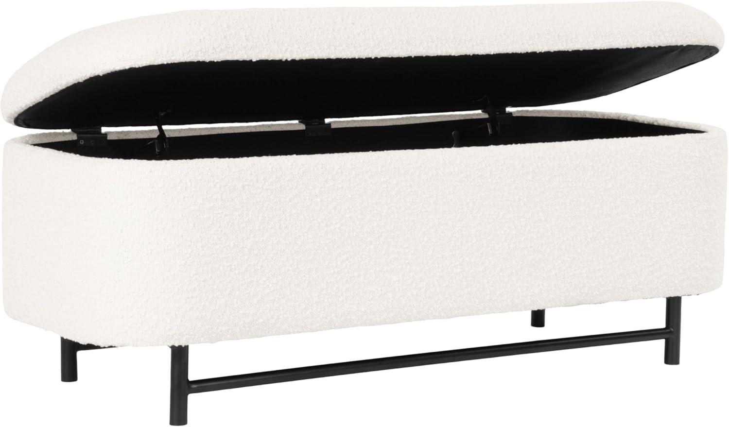 imageHomePop Ellipse Modern Storage Bench with Metal Legs Homepop Home DcorBench with Storage for Living Room amp Bedroom Cream BoucleCream Boucle