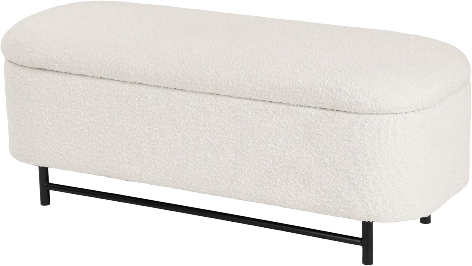 imageHomePop Ellipse Modern Storage Bench with Metal Legs Homepop Home DcorBench with Storage for Living Room amp Bedroom Cream BoucleCream Boucle