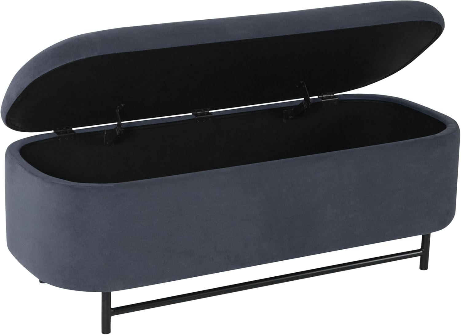 imageHomePop Ellipse Modern Storage Bench with Metal Legs Homepop Home DcorBench with Storage for Living Room amp Bedroom Cream BoucleSteel Blue Velvet