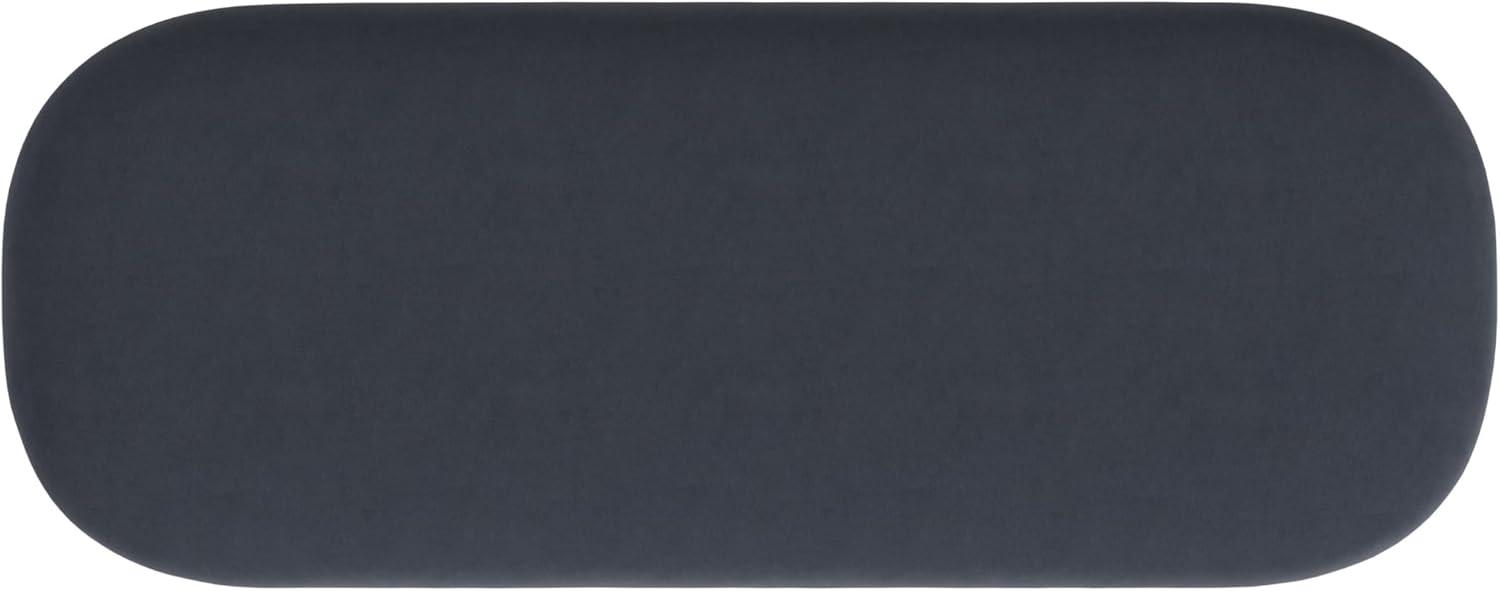 imageHomePop Ellipse Modern Storage Bench with Metal Legs Homepop Home DcorBench with Storage for Living Room amp Bedroom Cream BoucleSteel Blue Velvet