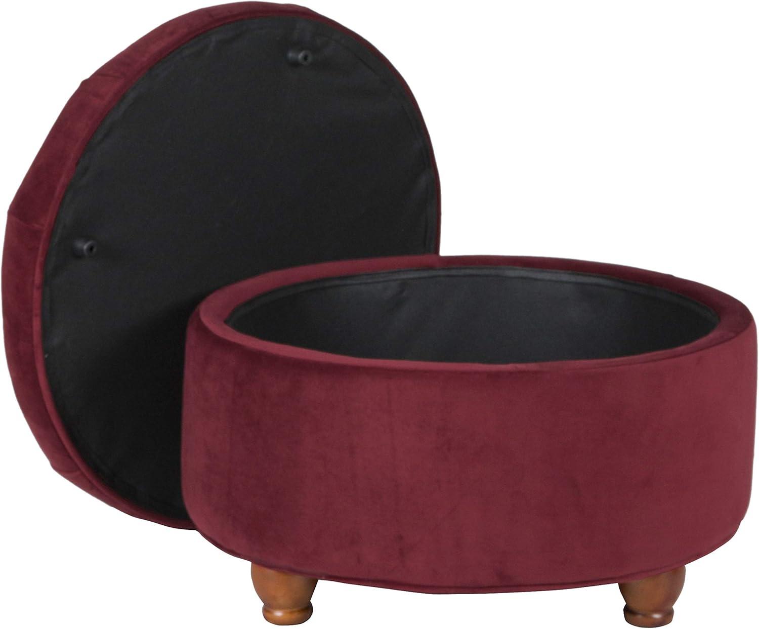 imageHomepop Home Decor Button Tufted Faux Leather Round Storage Ottoman Ottoman with Storage for Living Room amp Bedroom Black Faux LeatherBerry