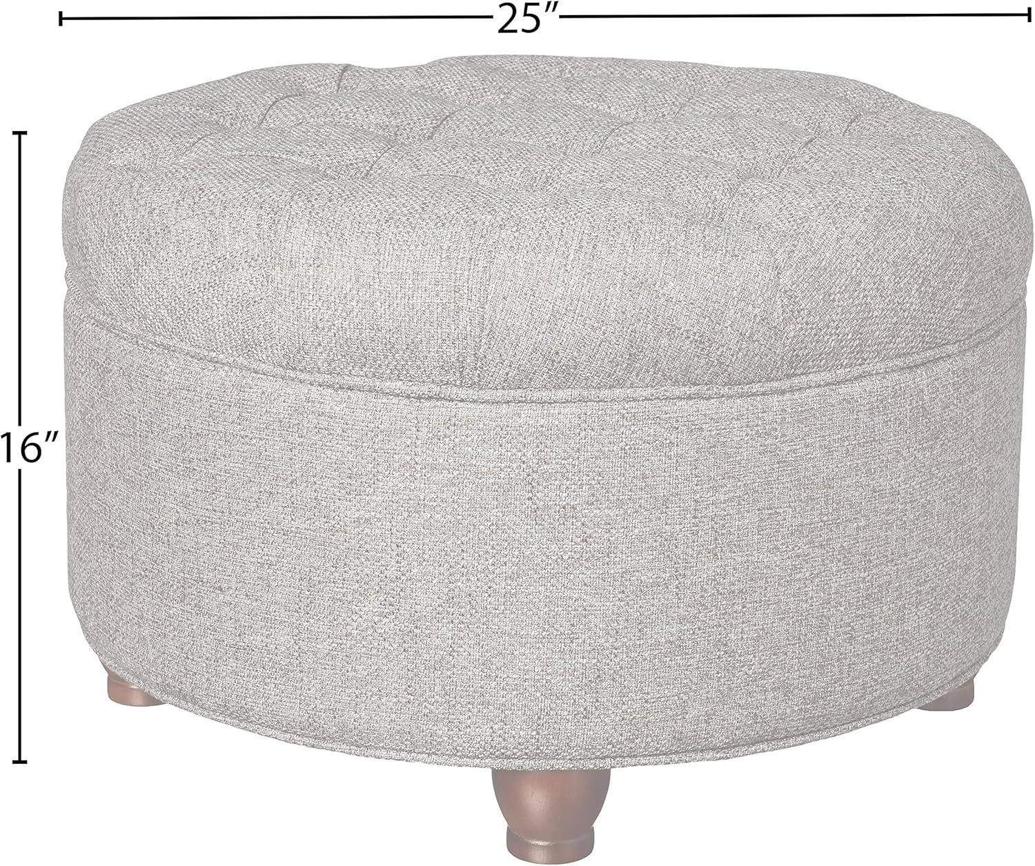 imageHomepop Home Decor Button Tufted Faux Leather Round Storage Ottoman Ottoman with Storage for Living Room amp Bedroom Black Faux LeatherDark Gray
