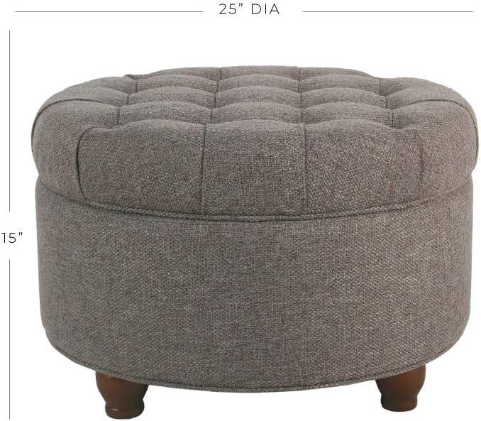 imageHomepop Home Decor Button Tufted Faux Leather Round Storage Ottoman Ottoman with Storage for Living Room amp Bedroom Black Faux LeatherDark Gray
