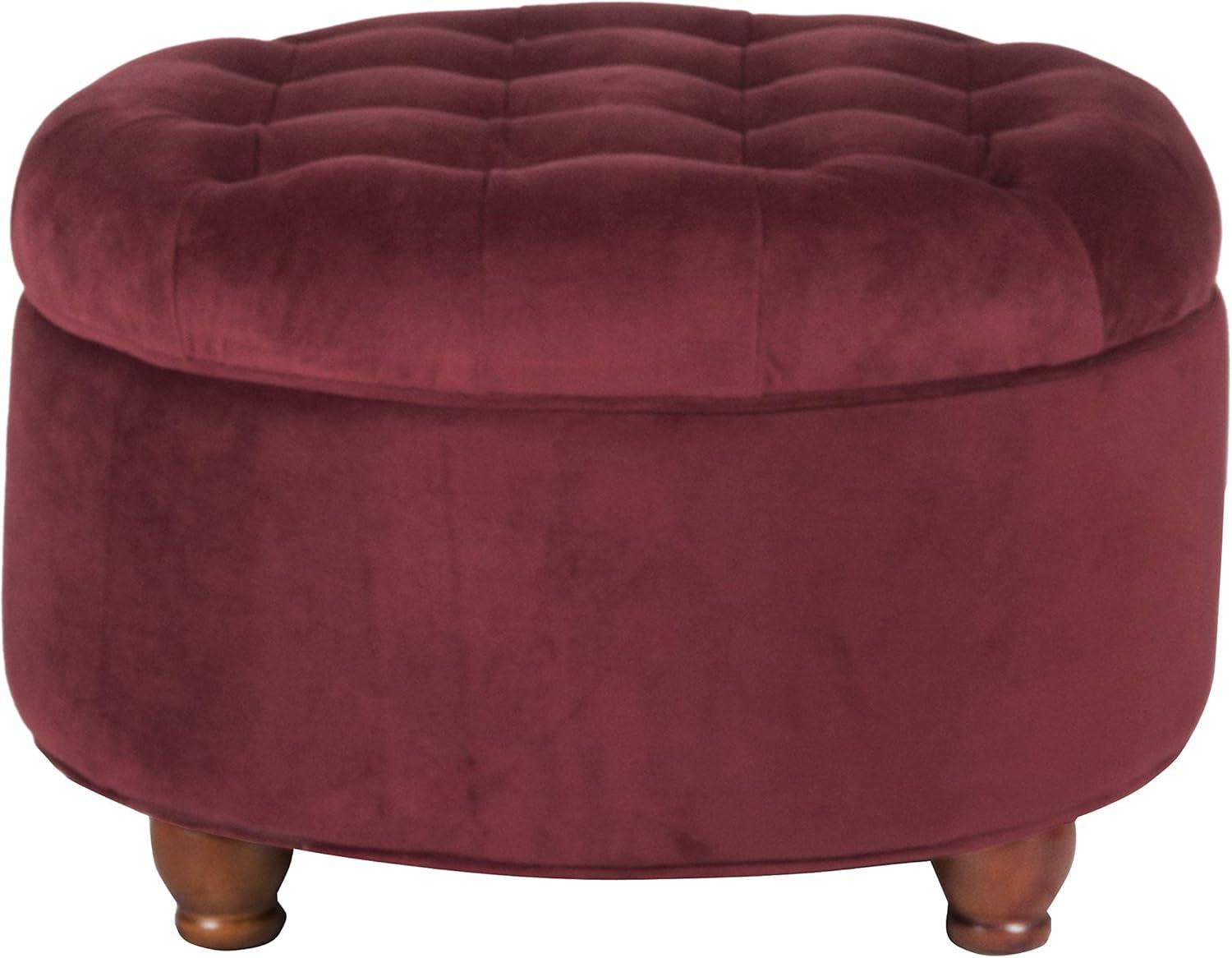 imageHomepop Home Decor Button Tufted Faux Leather Round Storage Ottoman Ottoman with Storage for Living Room amp Bedroom Sand Faux LeatherBerry