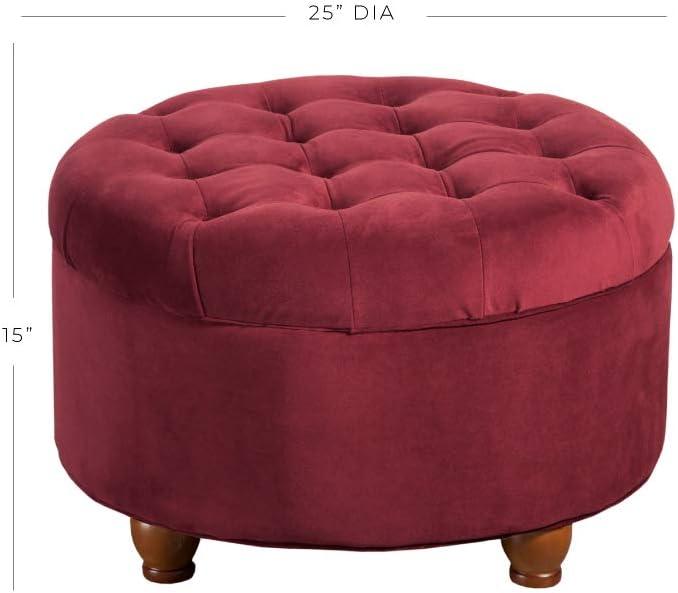 imageHomepop Home Decor Button Tufted Faux Leather Round Storage Ottoman Ottoman with Storage for Living Room amp Bedroom Sand Faux LeatherBerry