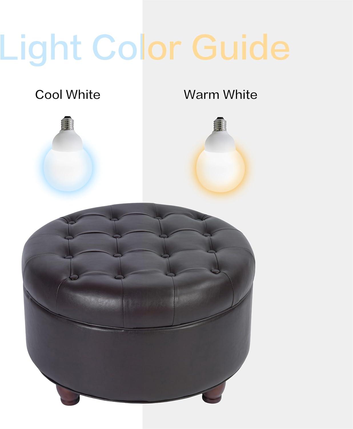 imageHomepop Home Decor Button Tufted Faux Leather Round Storage Ottoman Ottoman with Storage for Living Room amp Bedroom Sand Faux LeatherBrown