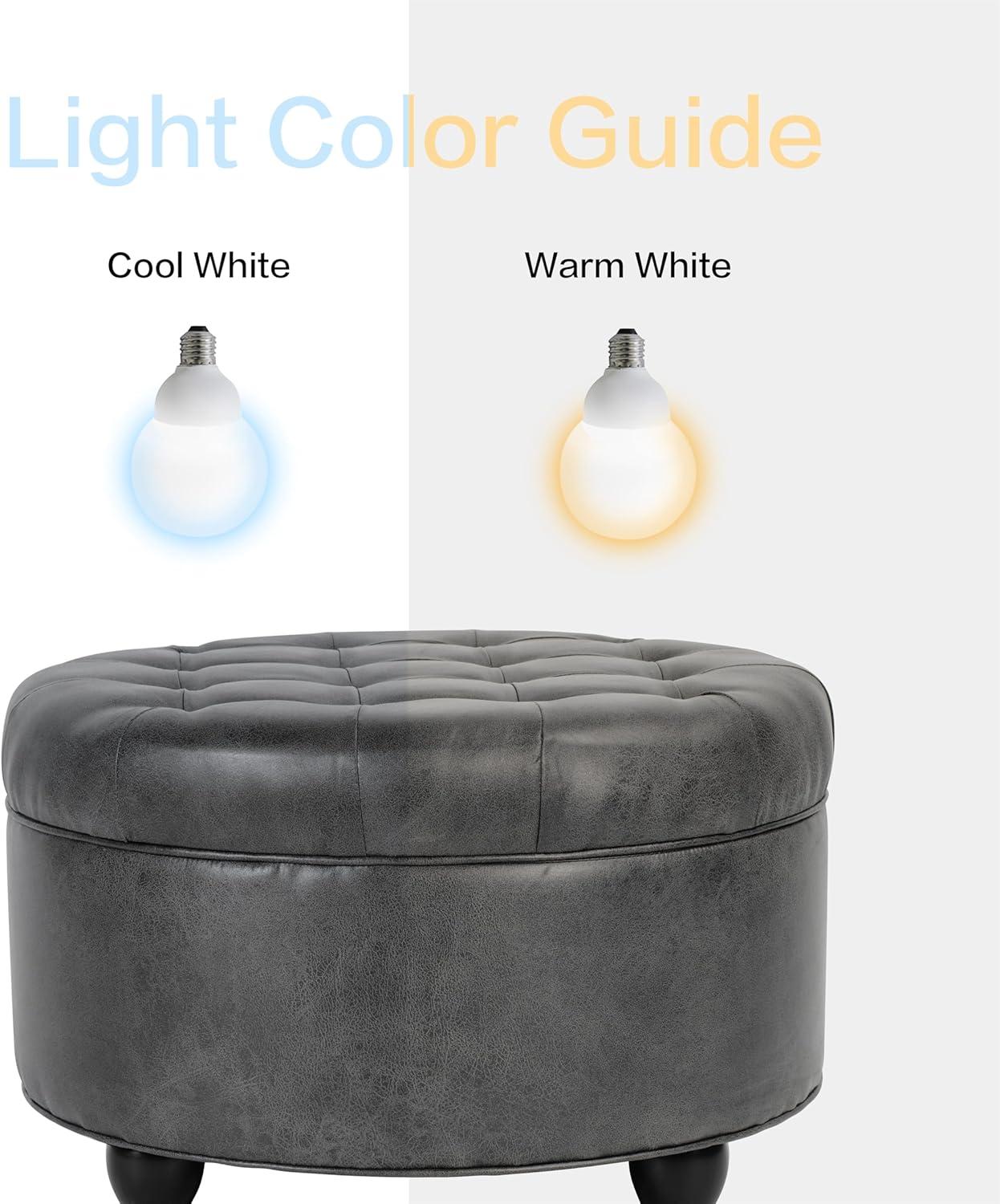 imageHomepop Home Decor Button Tufted Faux Leather Round Storage Ottoman Ottoman with Storage for Living Room amp Bedroom Sand Faux LeatherGrey