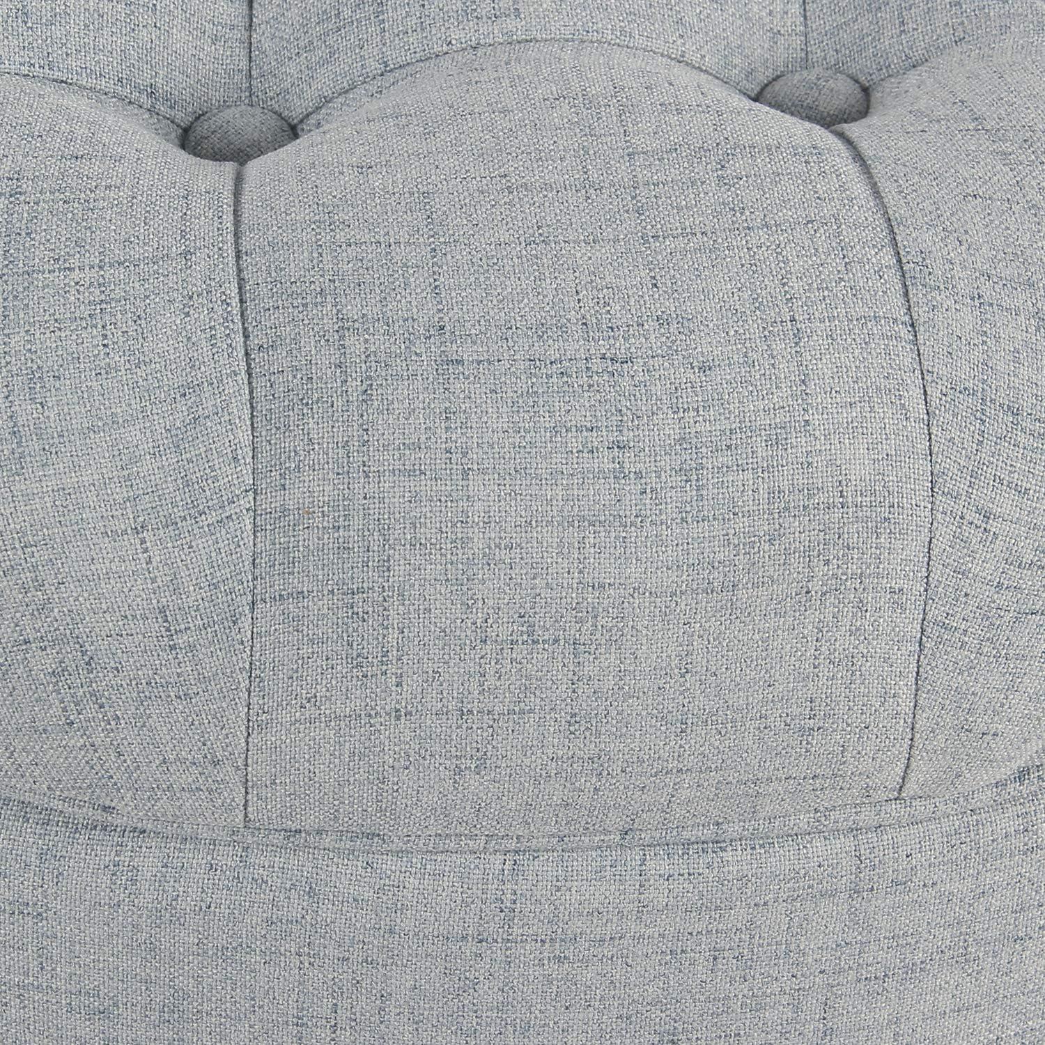 imageHomepop Home Decor Button Tufted Faux Leather Round Storage Ottoman Ottoman with Storage for Living Room amp Bedroom Sand Faux LeatherLight Blue