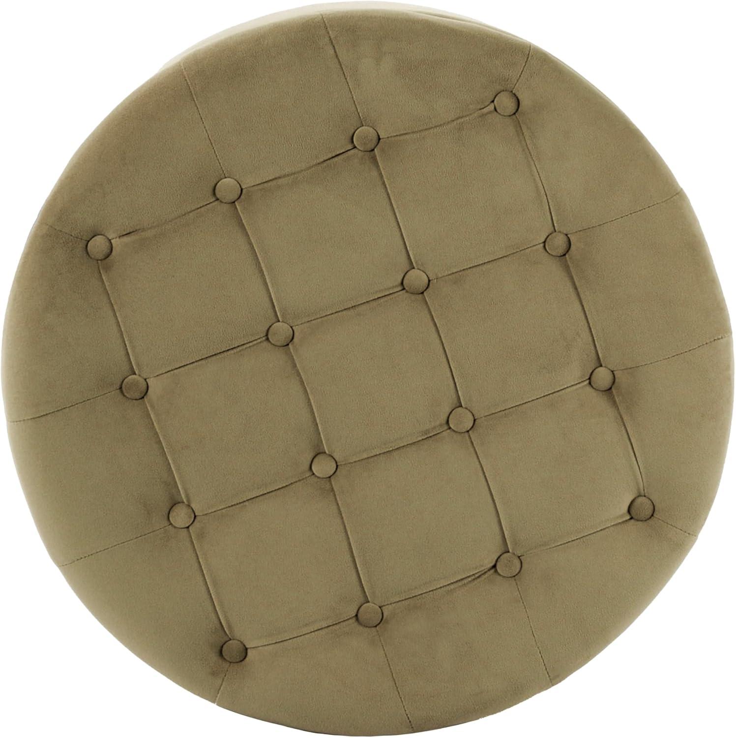 imageHomepop Home Decor Button Tufted Faux Leather Round Storage Ottoman Ottoman with Storage for Living Room amp Bedroom Sand Faux LeatherLight Sage Green Velvet