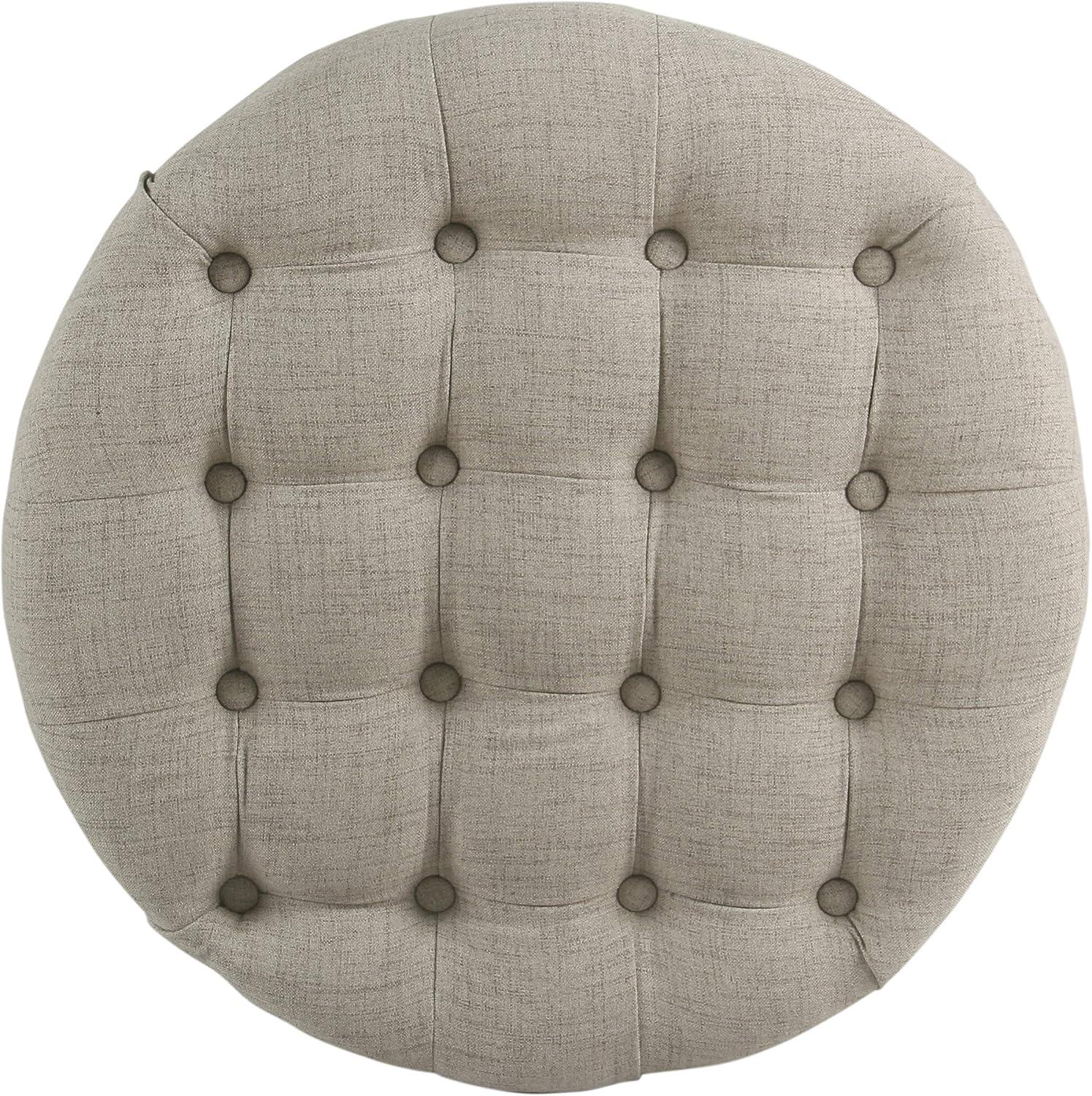 imageHomepop Home Decor Button Tufted Faux Leather Round Storage Ottoman Ottoman with Storage for Living Room amp Bedroom Sand Faux LeatherLight Tan