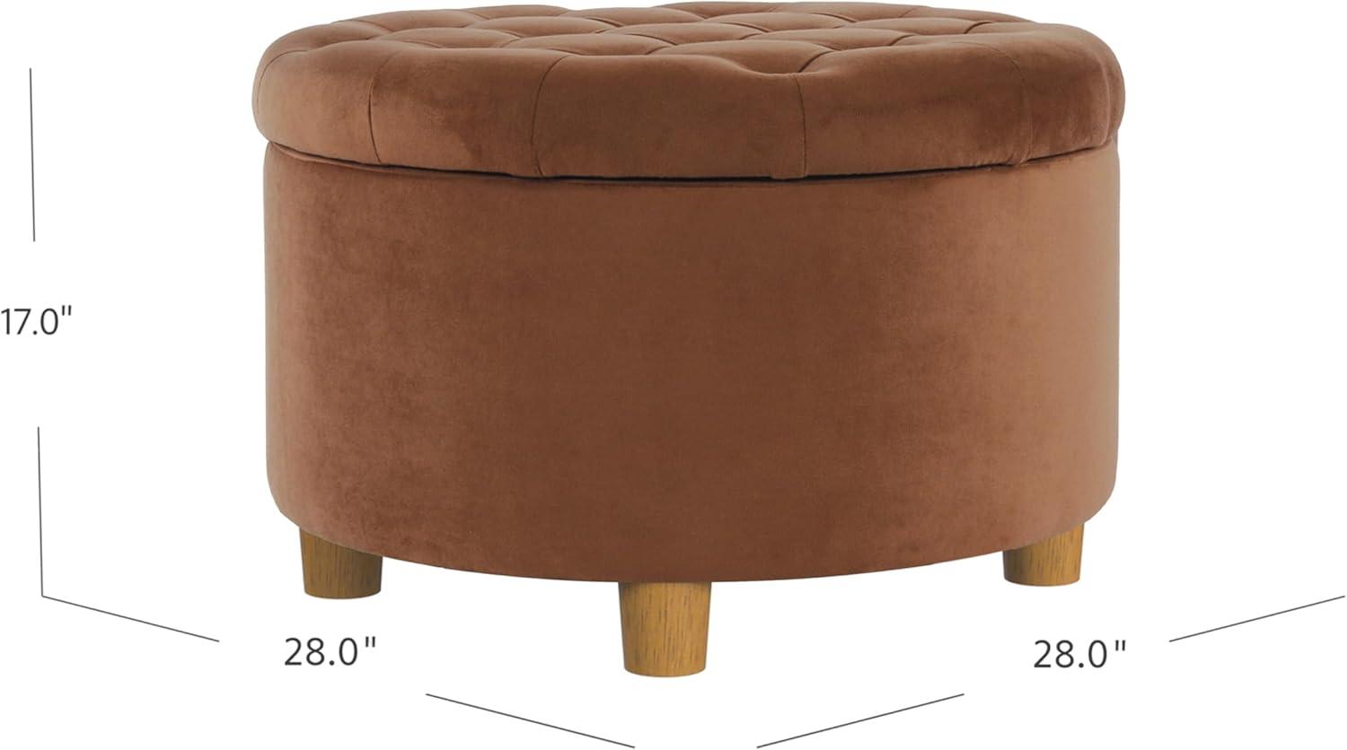 imageHomepop Home Decor Button Tufted Faux Leather Round Storage Ottoman Ottoman with Storage for Living Room amp Bedroom Sand Faux LeatherSpice Orange