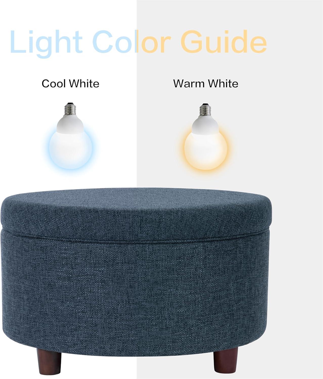 imageHomepop Home Decor Button Tufted Faux Leather Round Storage Ottoman Ottoman with Storage for Living Room amp Bedroom Sand Faux LeatherTextured Navy