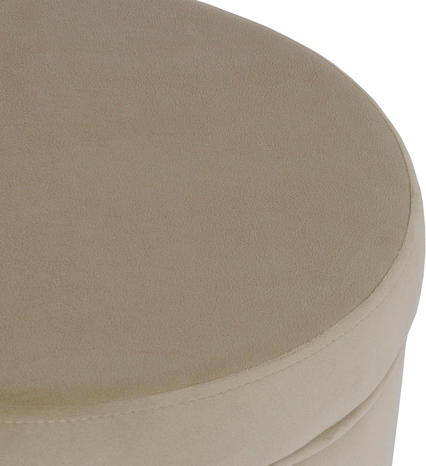 imageHomepop Home Decor Upholstered Round Storage Ottoman with Nailheads Ottoman with Storage for Living Room amp Bedroom Brown Faux LeatherFawn Velvet