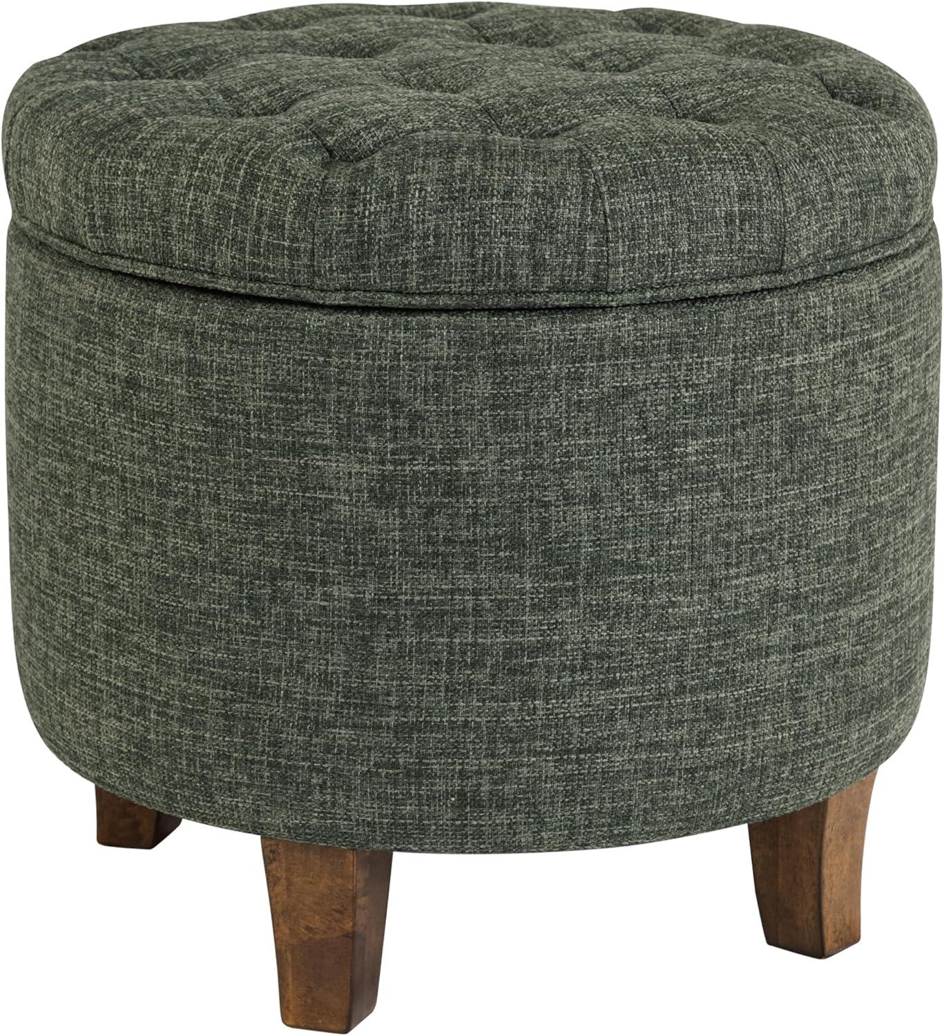 imageHomepop Home Decor Upholstered Round Tufted Foot Rest Ottoman Ottoman with Storage for Living Room amp Bedroom Decorative Home Furniture Green Clover FabricGreen Clover Fabric