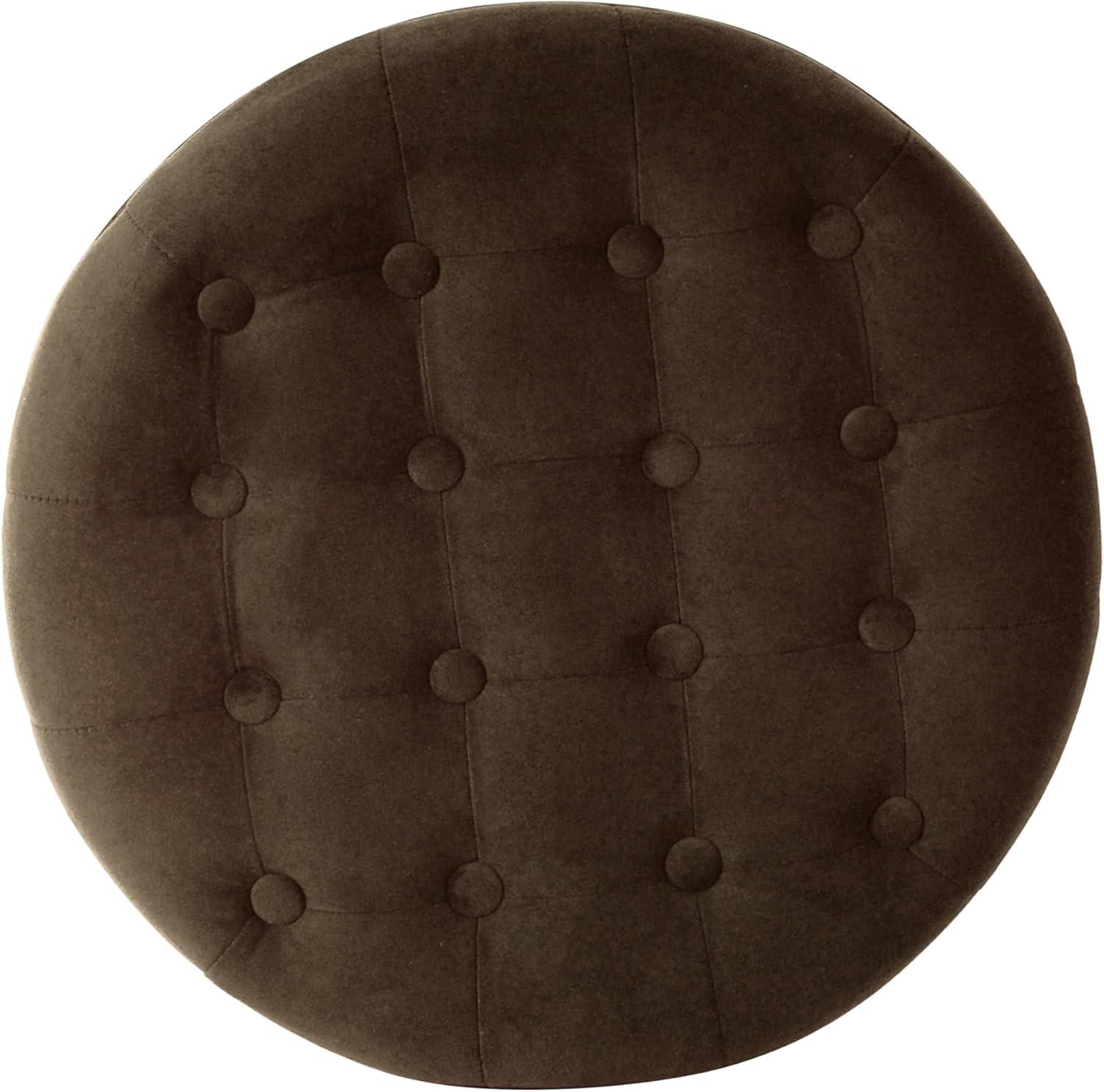 imageHomepop Home Decor Upholstered Round Tufted Foot Rest Ottoman Ottoman with Storage for Living Room amp Bedroom Decorative Home Furniture Green Clover FabricBrown Velvet
