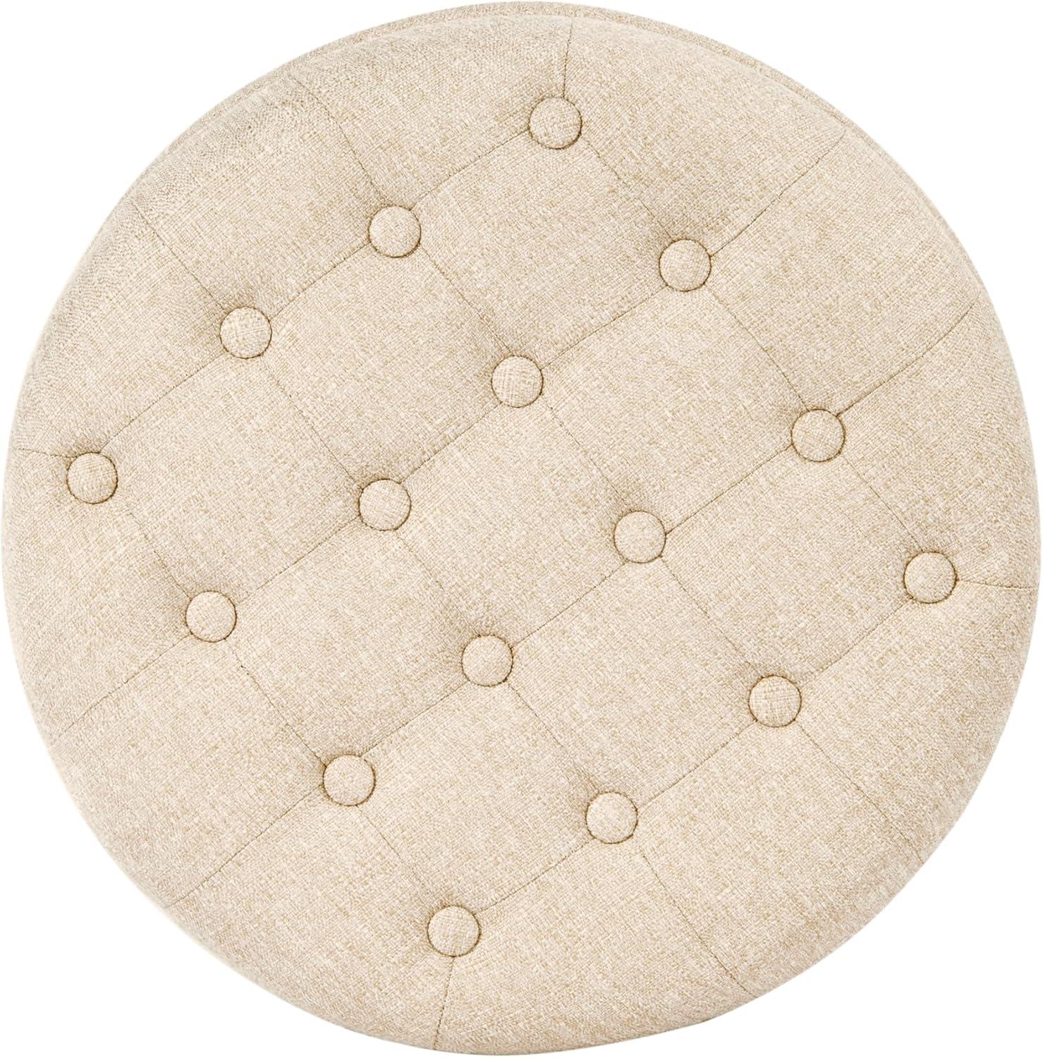 imageHomepop Home Decor Upholstered Round Tufted Foot Rest Ottoman Ottoman with Storage for Living Room amp Bedroom Decorative Home Furniture Green Clover FabricLight Brown