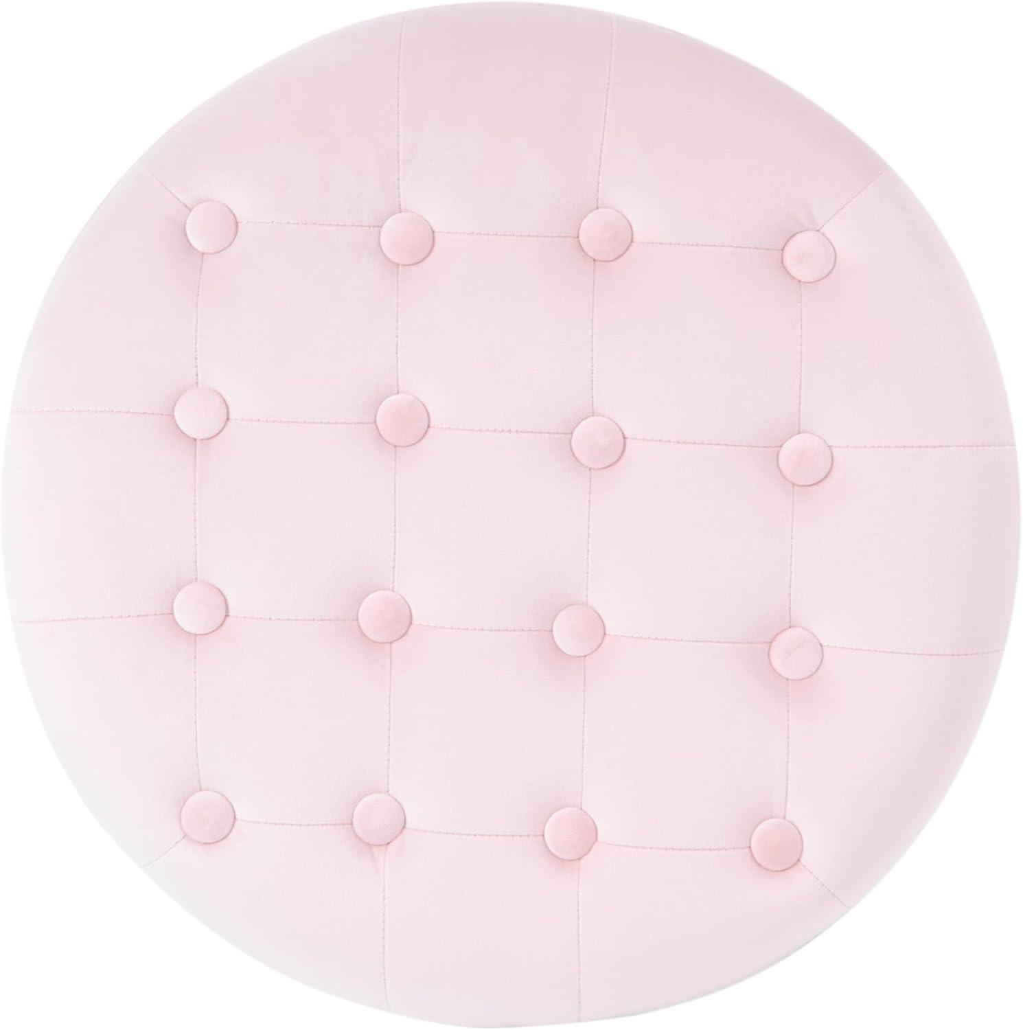 imageHomepop Home Decor Upholstered Round Tufted Foot Rest Ottoman Ottoman with Storage for Living Room amp Bedroom Decorative Home Furniture Green Clover FabricPink Blush