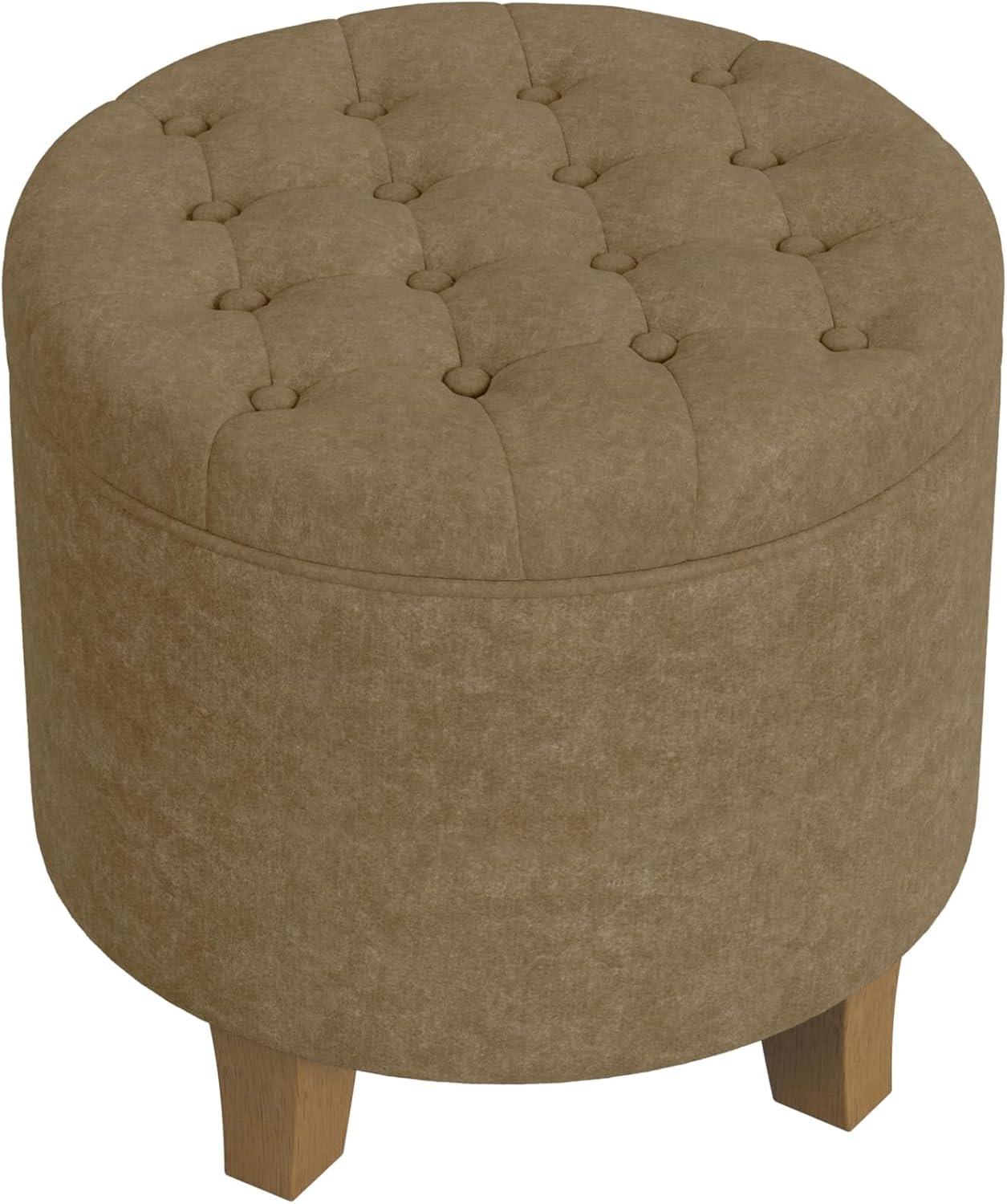 imageHomepop Home Decor Upholstered Round Tufted Foot Rest Ottoman Ottoman with Storage for Living Room amp Bedroom Decorative Home Furniture Green Clover FabricMocha Velvet