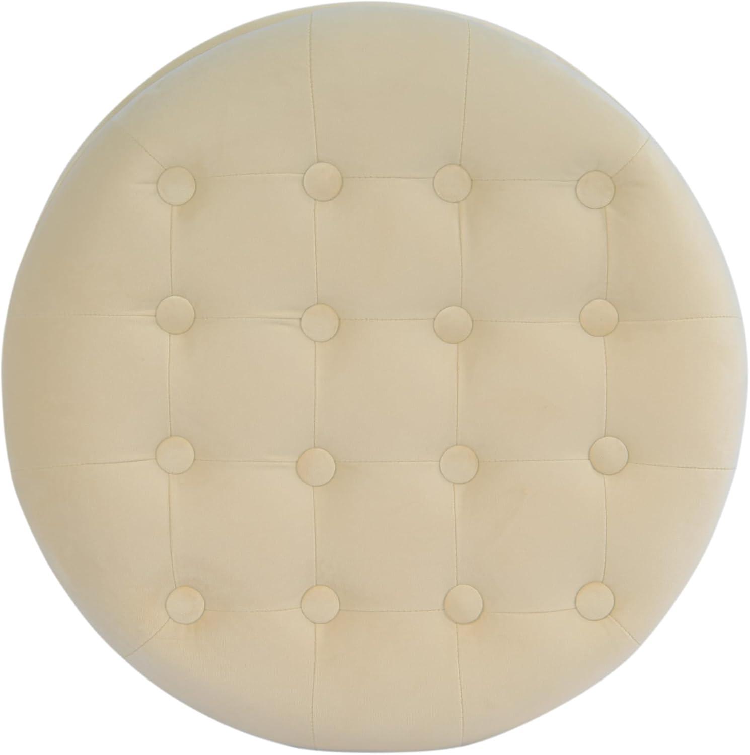 imageHomepop Home Decor Upholstered Round Tufted Foot Rest Ottoman Ottoman with Storage for Living Room amp Bedroom Decorative Home Furniture Green Clover FabricCream