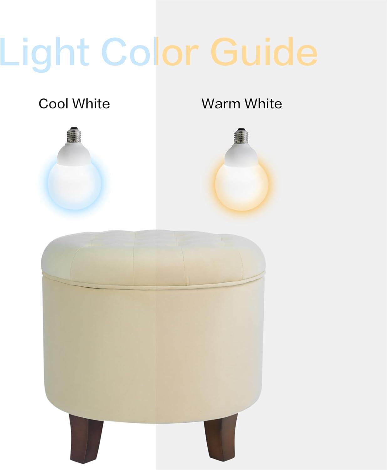 imageHomepop Home Decor Upholstered Round Tufted Foot Rest Ottoman Ottoman with Storage for Living Room amp Bedroom Decorative Home Furniture Green Clover FabricCream
