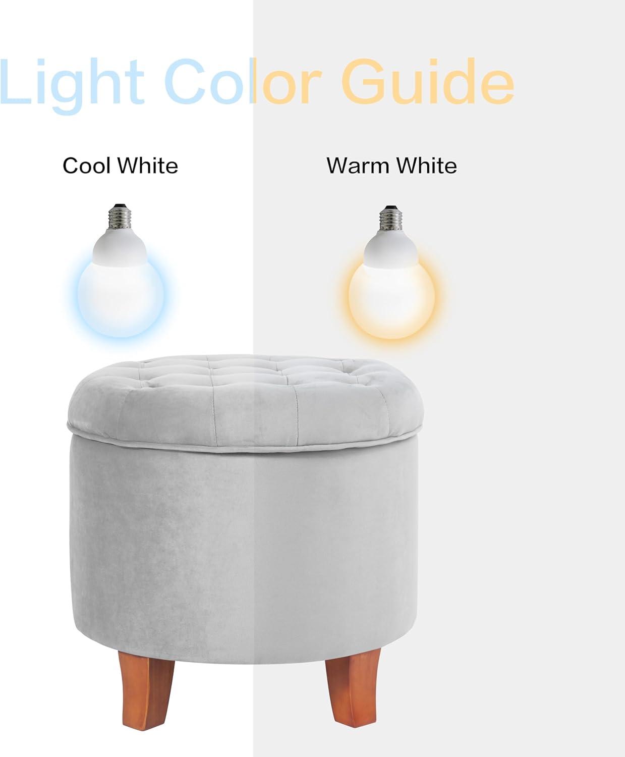 imageHomepop Home Decor Upholstered Round Tufted Foot Rest Ottoman Ottoman with Storage for Living Room amp Bedroom Decorative Home Furniture Green Clover FabricGrey