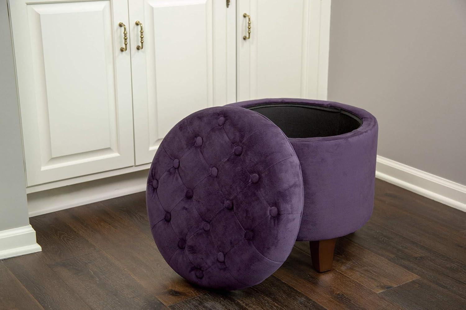 imageHomepop Home Decor Upholstered Round Tufted Foot Rest Ottoman Ottoman with Storage for Living Room amp Bedroom Decorative Home Furniture Green Clover FabricPurple