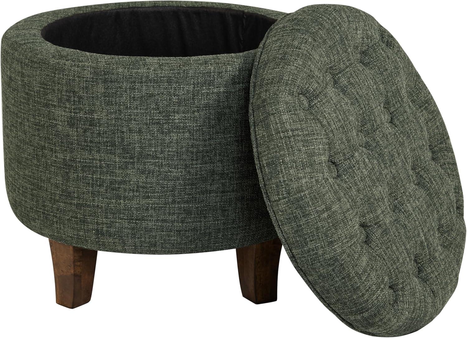 imageHomepop Home Decor Upholstered Round Tufted Foot Rest Ottoman Ottoman with Storage for Living Room amp Bedroom Decorative Home Furniture Green Clover FabricGreen Clover Fabric