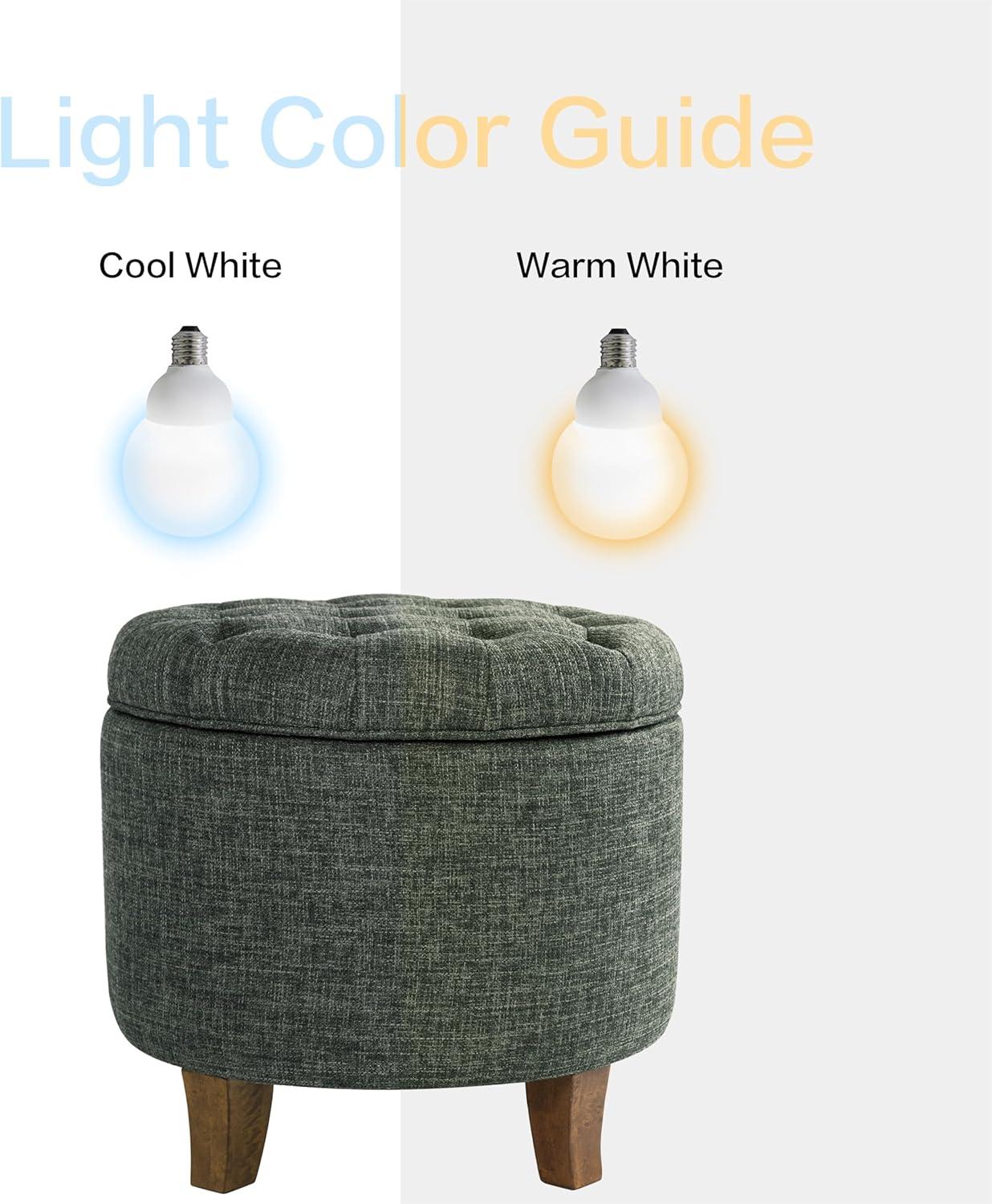 imageHomepop Home Decor Upholstered Round Tufted Foot Rest Ottoman Ottoman with Storage for Living Room amp Bedroom Decorative Home Furniture Green Clover FabricGreen Clover Fabric