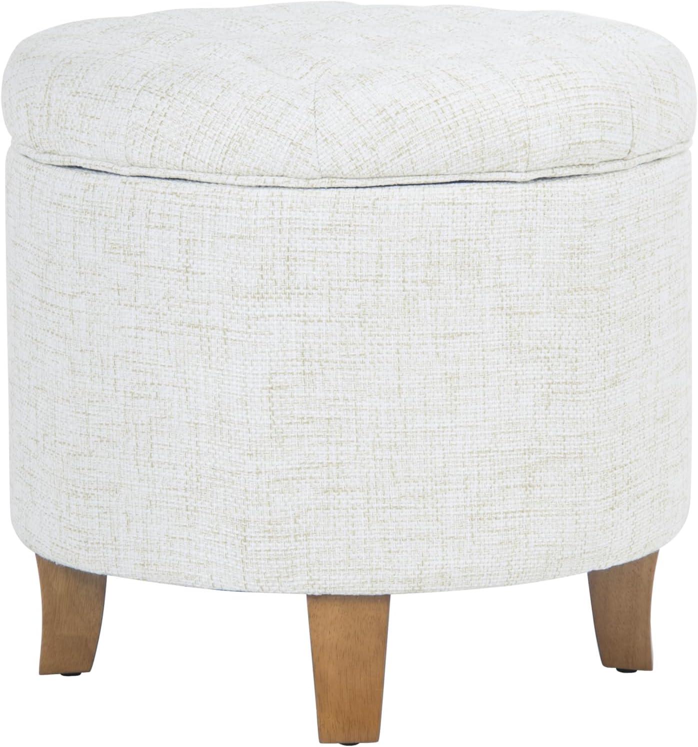 imageHomepop Home Decor Upholstered Round Tufted Foot Rest Ottoman Ottoman with Storage for Living Room amp Bedroom Decorative Home Furniture Green Clover FabricCream Textured Solid