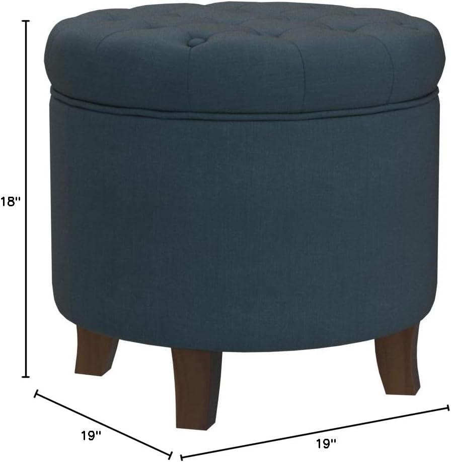 imageHomepop Home Decor Upholstered Round Tufted Foot Rest Ottoman Ottoman with Storage for Living Room amp Bedroom Decorative Home Furniture Green Clover FabricIndigo