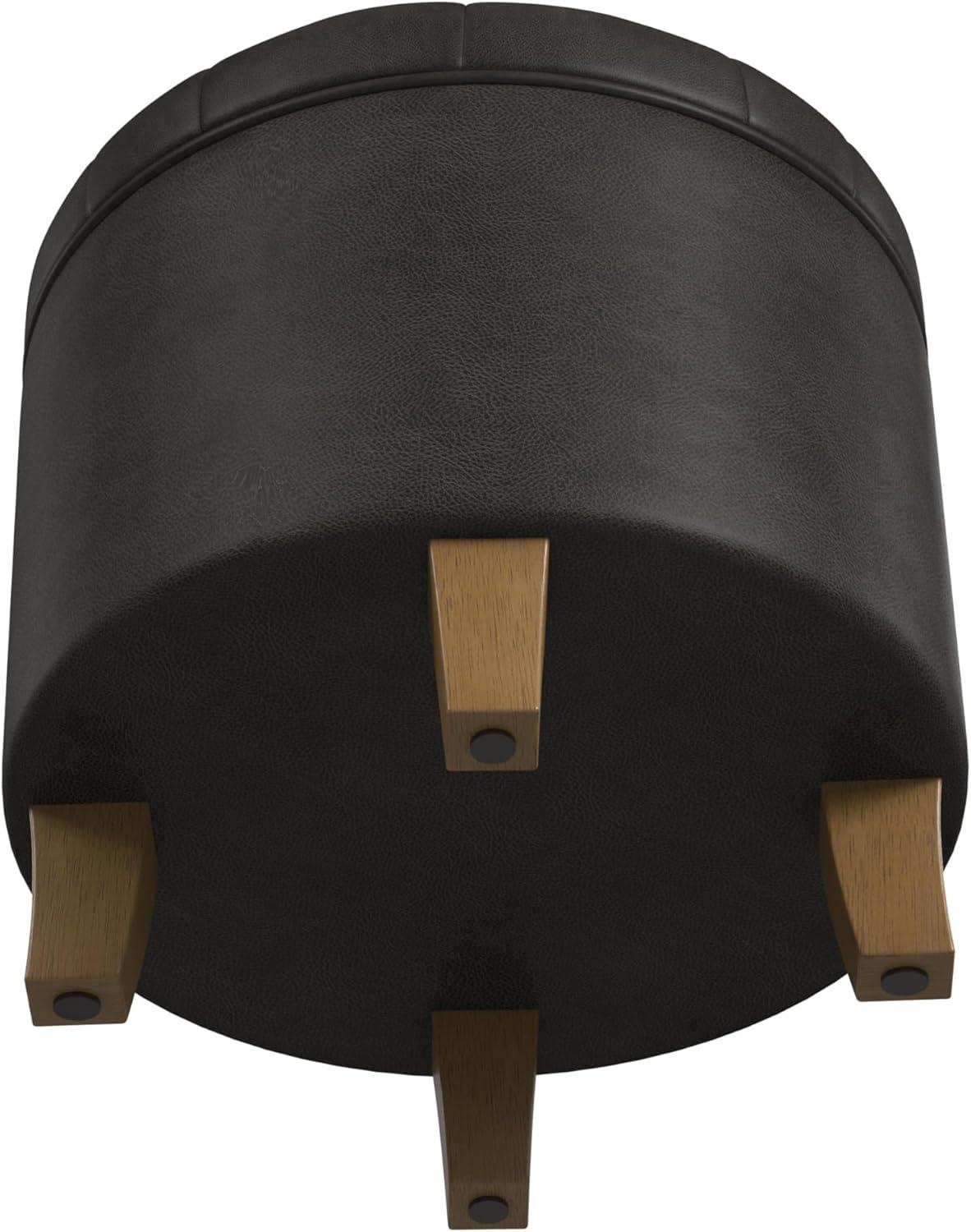 imageHomepop Home Decor Upholstered Round Tufted Foot Rest Ottoman Ottoman with Storage for Living Room amp Bedroom Decorative Home Furniture Green Clover FabricBlack Faux Leather