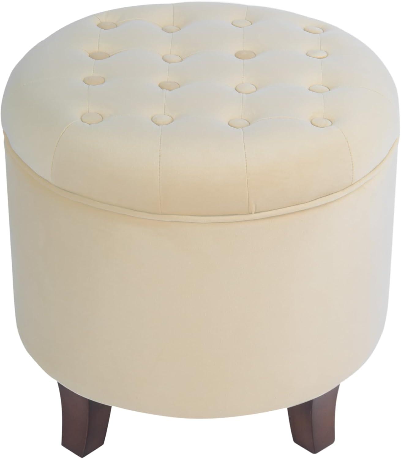 imageHomepop Home Decor Upholstered Round Tufted Foot Rest Ottoman Ottoman with Storage for Living Room amp Bedroom Decorative Home Furniture Green Clover FabricCream