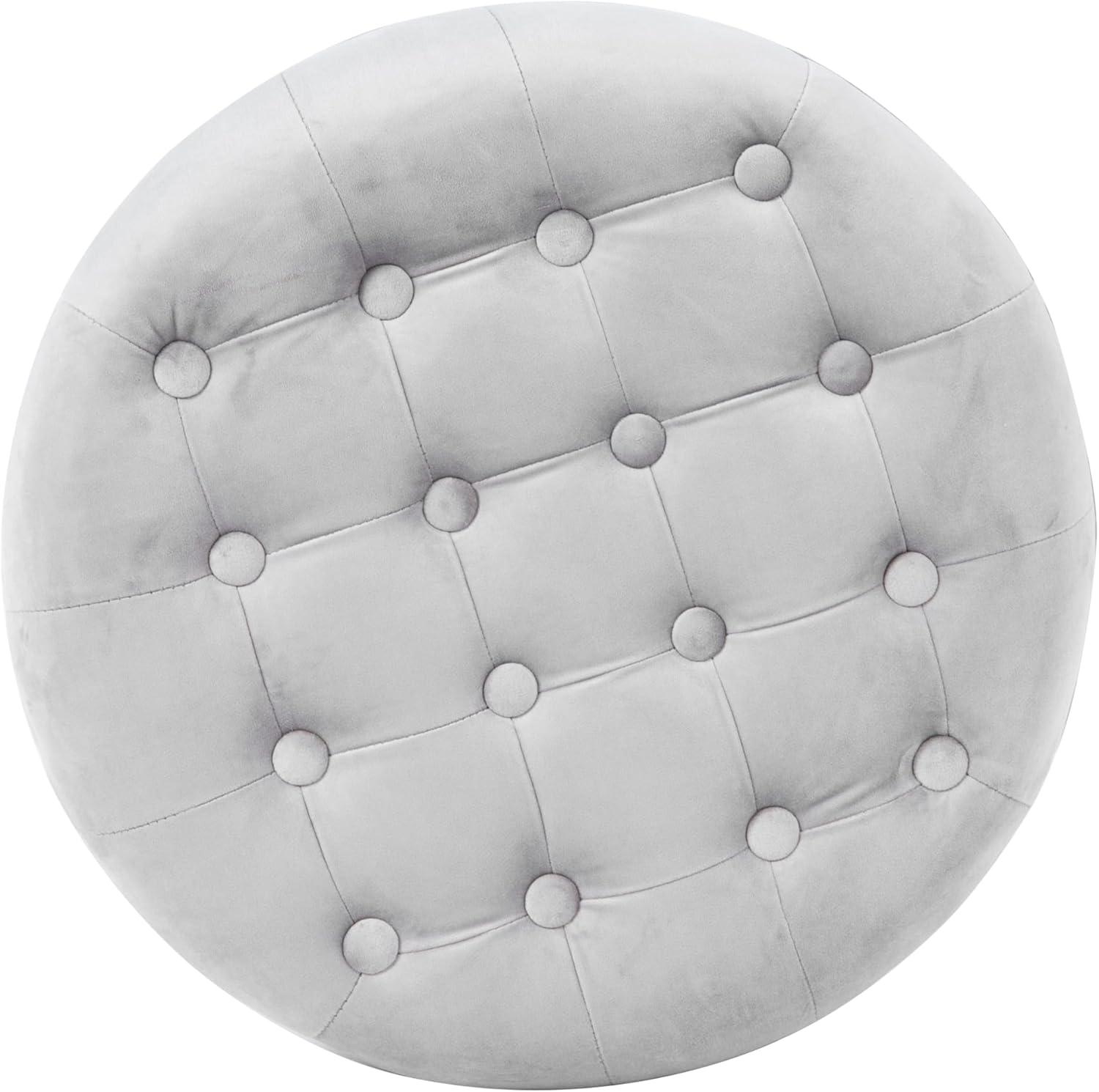 imageHomepop Home Decor Upholstered Round Tufted Foot Rest Ottoman Ottoman with Storage for Living Room amp Bedroom Decorative Home Furniture Green Clover FabricGrey