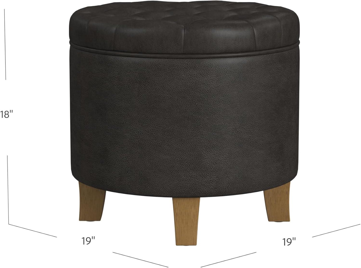 imageHomepop Home Decor Upholstered Round Tufted Foot Rest Ottoman Ottoman with Storage for Living Room amp Bedroom Decorative Home Furniture Green Clover FabricBlack Faux Leather