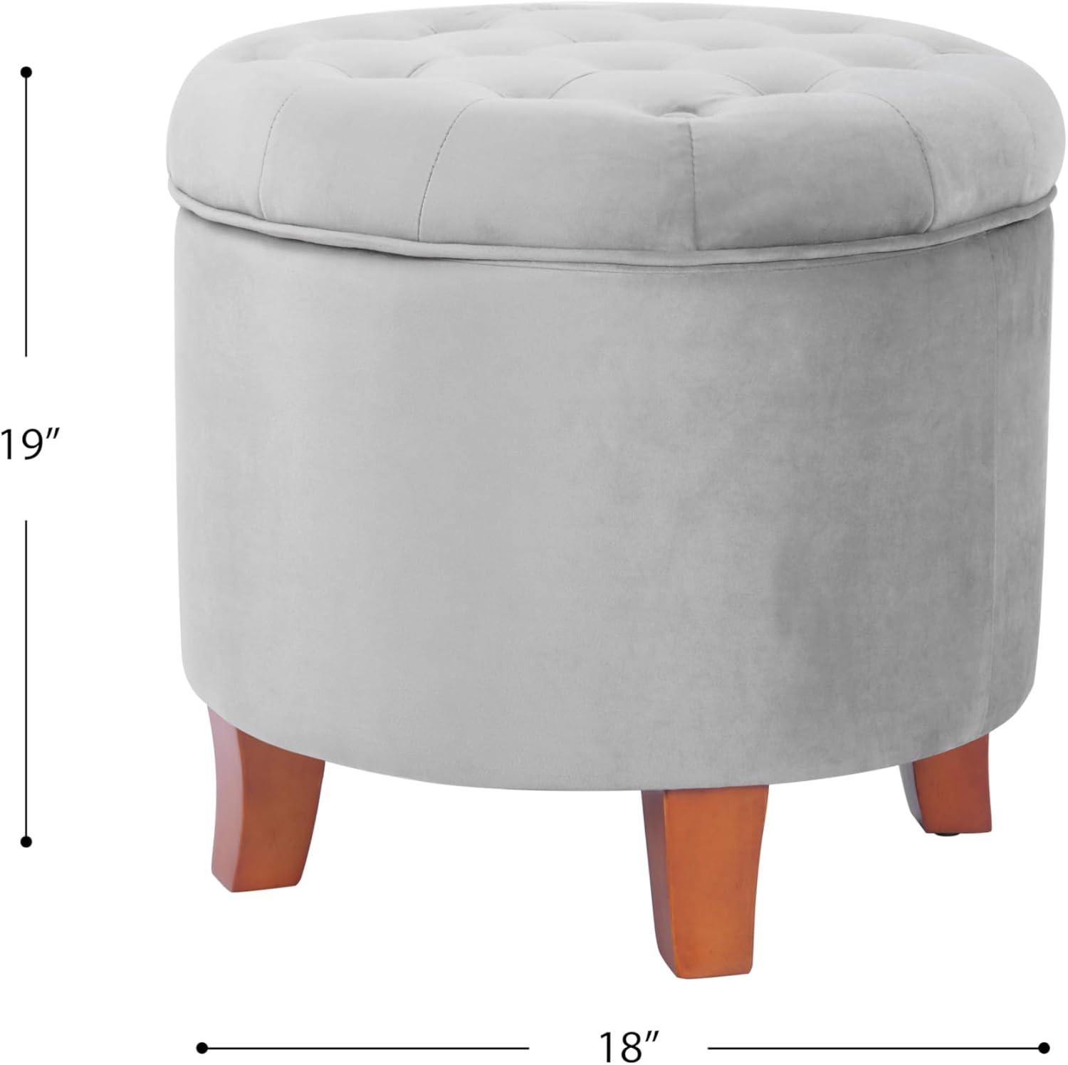 imageHomepop Home Decor Upholstered Round Tufted Foot Rest Ottoman Ottoman with Storage for Living Room amp Bedroom Decorative Home Furniture Green Clover FabricGrey