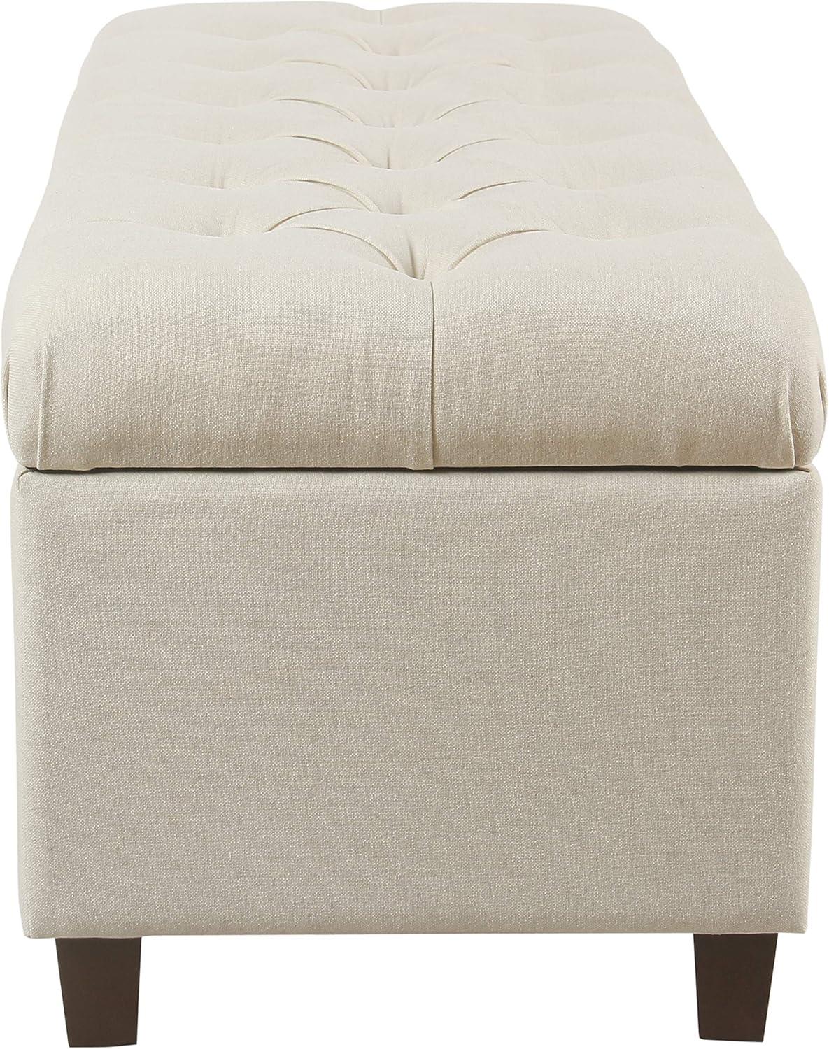 imageHomepop Home Decor Tufted Ainsley Button Storage Ottoman Bench with Hinged Lid Ottoman Bench with Storage for Living Room amp Bedroom Green Clover FabricTextured Neutral