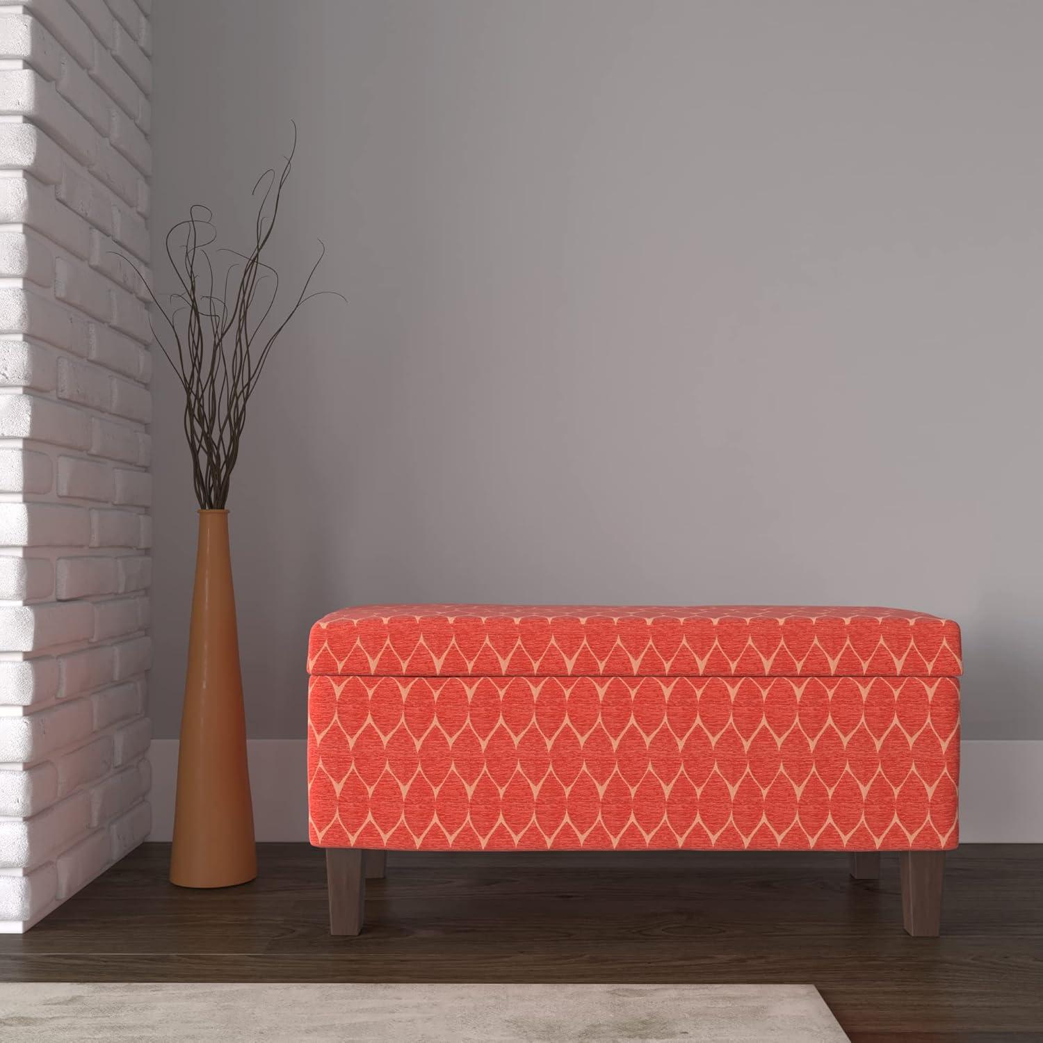 imageHomepop Home Decor Tufted Ainsley Button Storage Ottoman Bench with Hinged Lid Ottoman Bench with Storage for Living Room amp Bedroom Green Clover FabricOrange and Brown