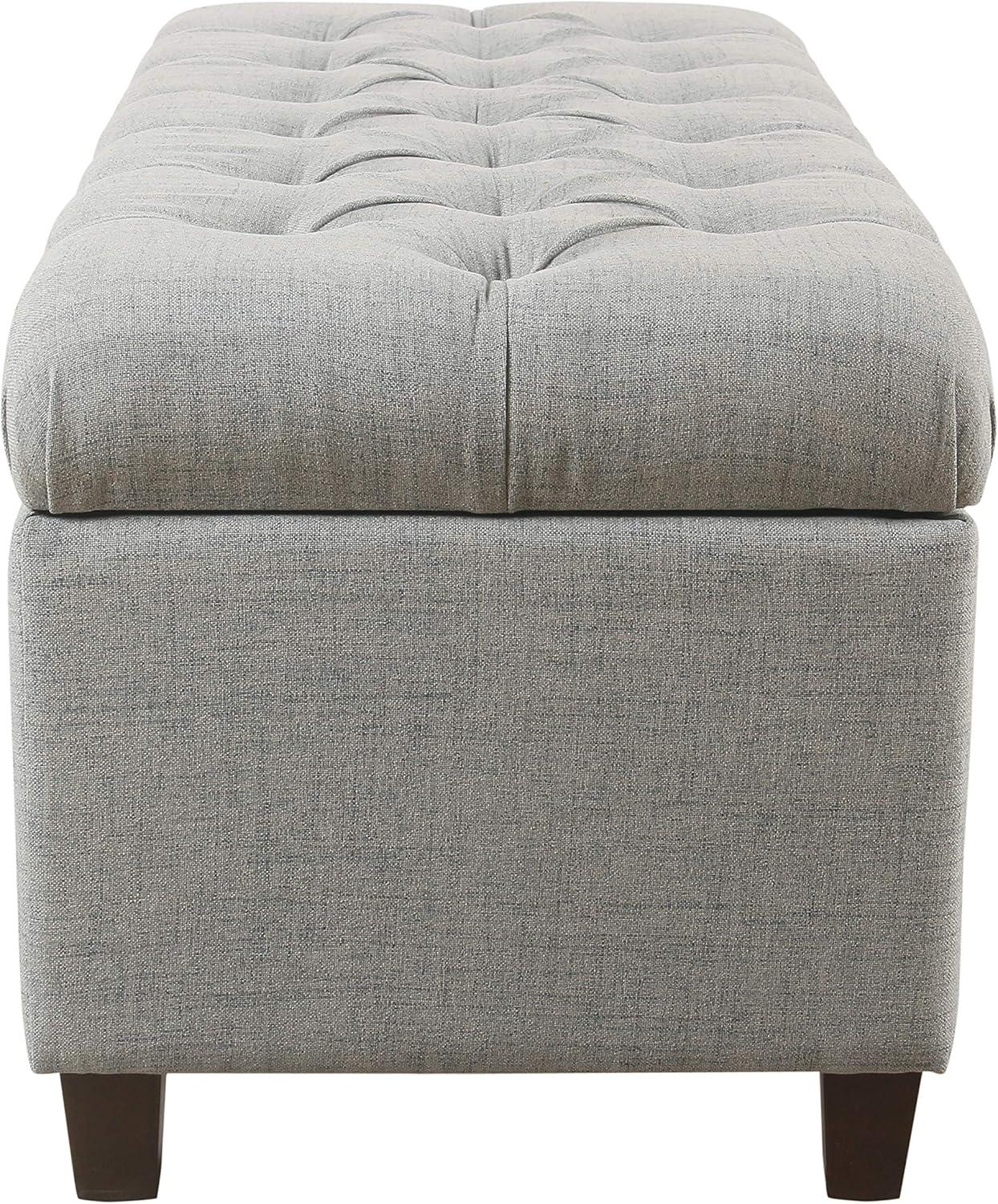 imageHomepop Home Decor Tufted Ainsley Button Storage Ottoman Bench with Hinged Lid Ottoman Bench with Storage for Living Room amp Bedroom Green Clover FabricLight Blue