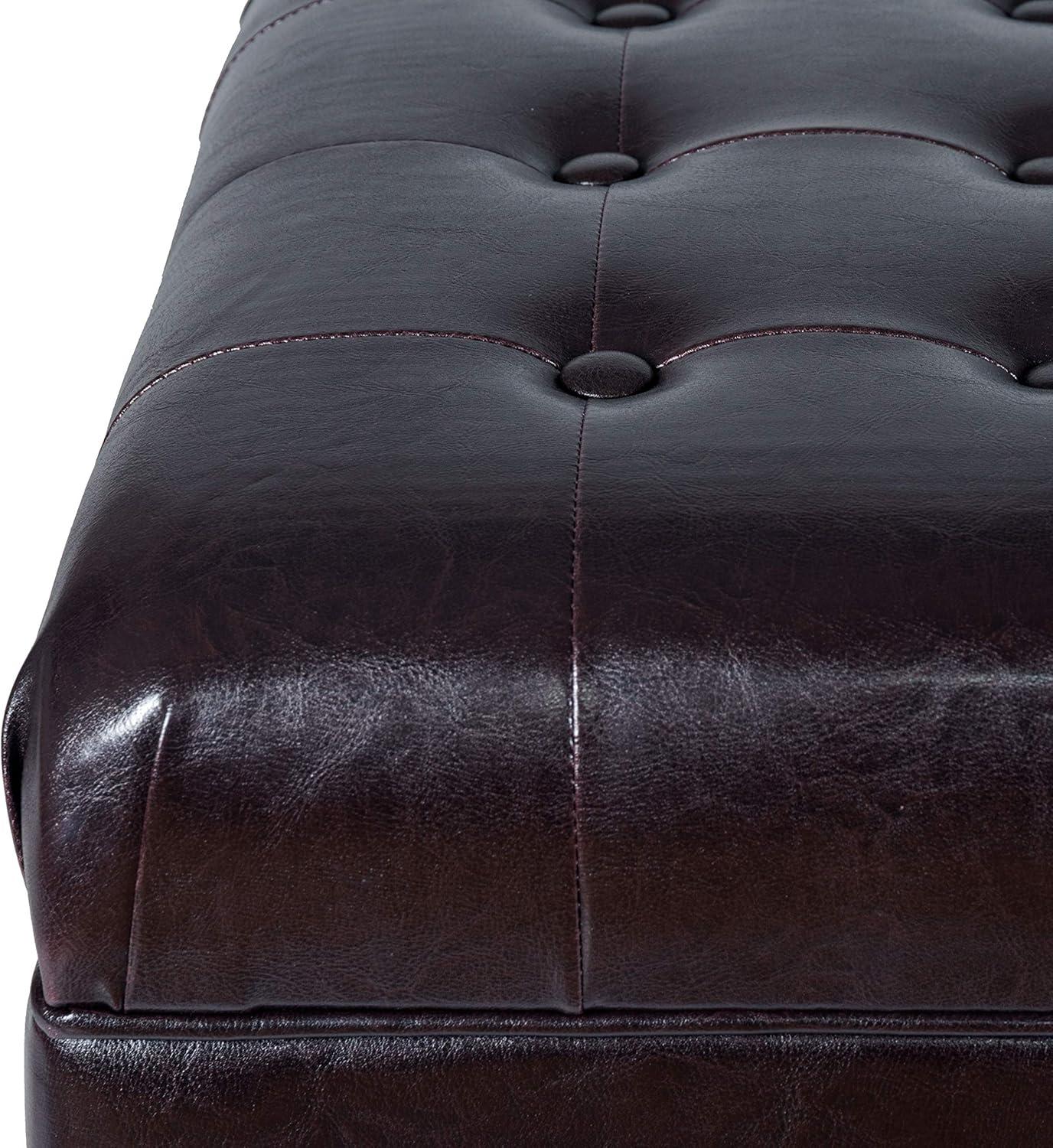 imageHomepop Home Decor Tufted Ainsley Button Storage Ottoman Bench with Hinged Lid Ottoman Bench with Storage for Living Room amp Bedroom Green Clover FabricEspresso