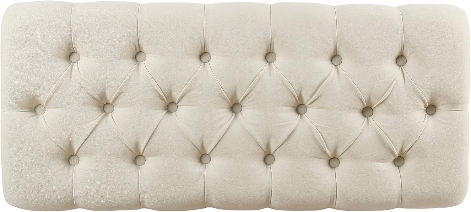 imageHomepop Home Decor Tufted Ainsley Button Storage Ottoman Bench with Hinged Lid Ottoman Bench with Storage for Living Room amp Bedroom Green Clover FabricTextured Neutral