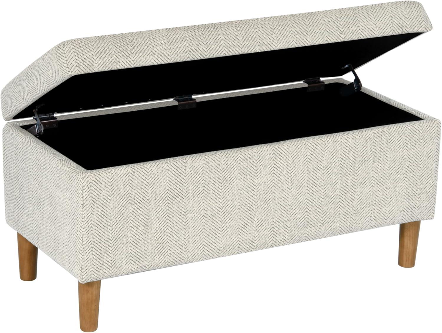 imageHomepop Home Decor Tufted Ainsley Button Storage Ottoman Bench with Hinged Lid Ottoman Bench with Storage for Living Room amp Bedroom Green Clover FabricCream Chevron Woven