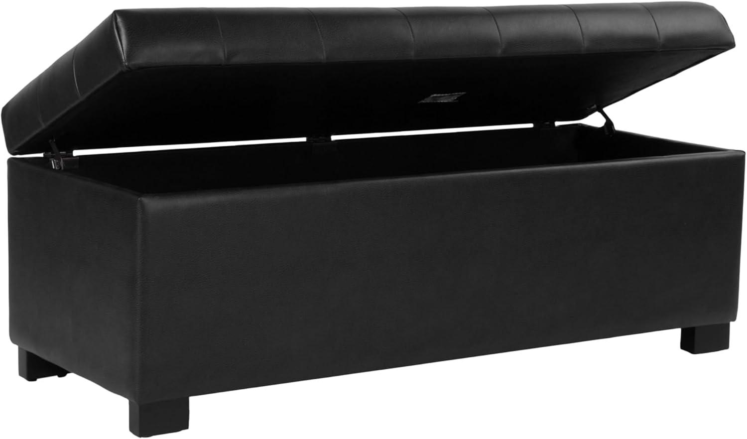 imageHomepop Home Decor Tufted Ainsley Button Storage Ottoman Bench with Hinged Lid Ottoman Bench with Storage for Living Room amp Bedroom Green Clover FabricClassic Black